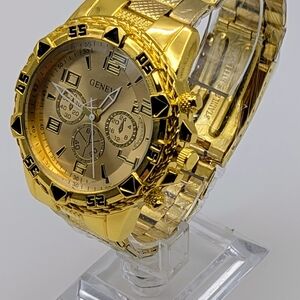 Geneva Luxurious Gold Watch with Black Details